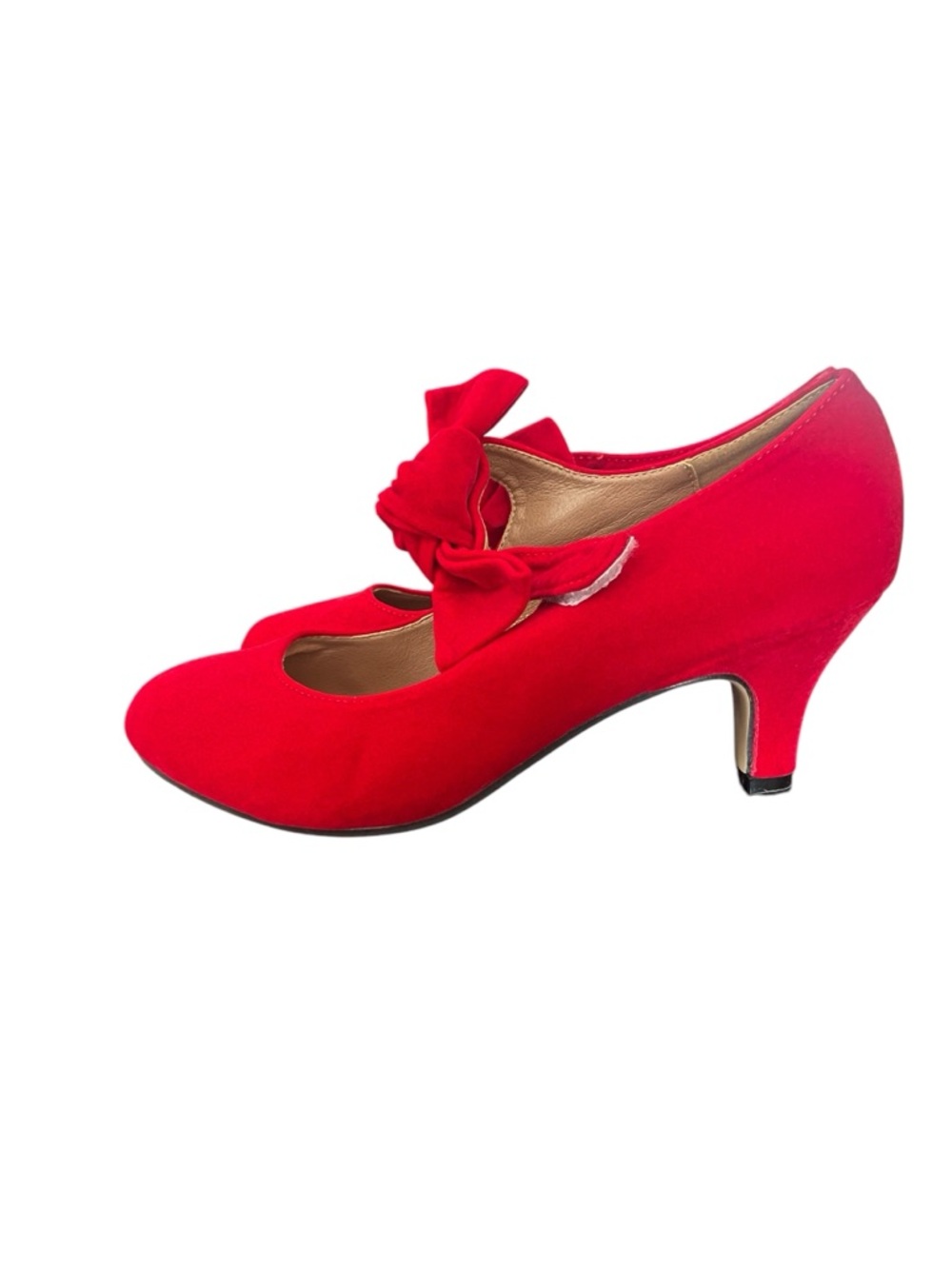 Red Velvet Bow Heels - Size 8.5